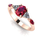 Maisie Oval Ruby & Diamond Ring in 18ct Rose Gold