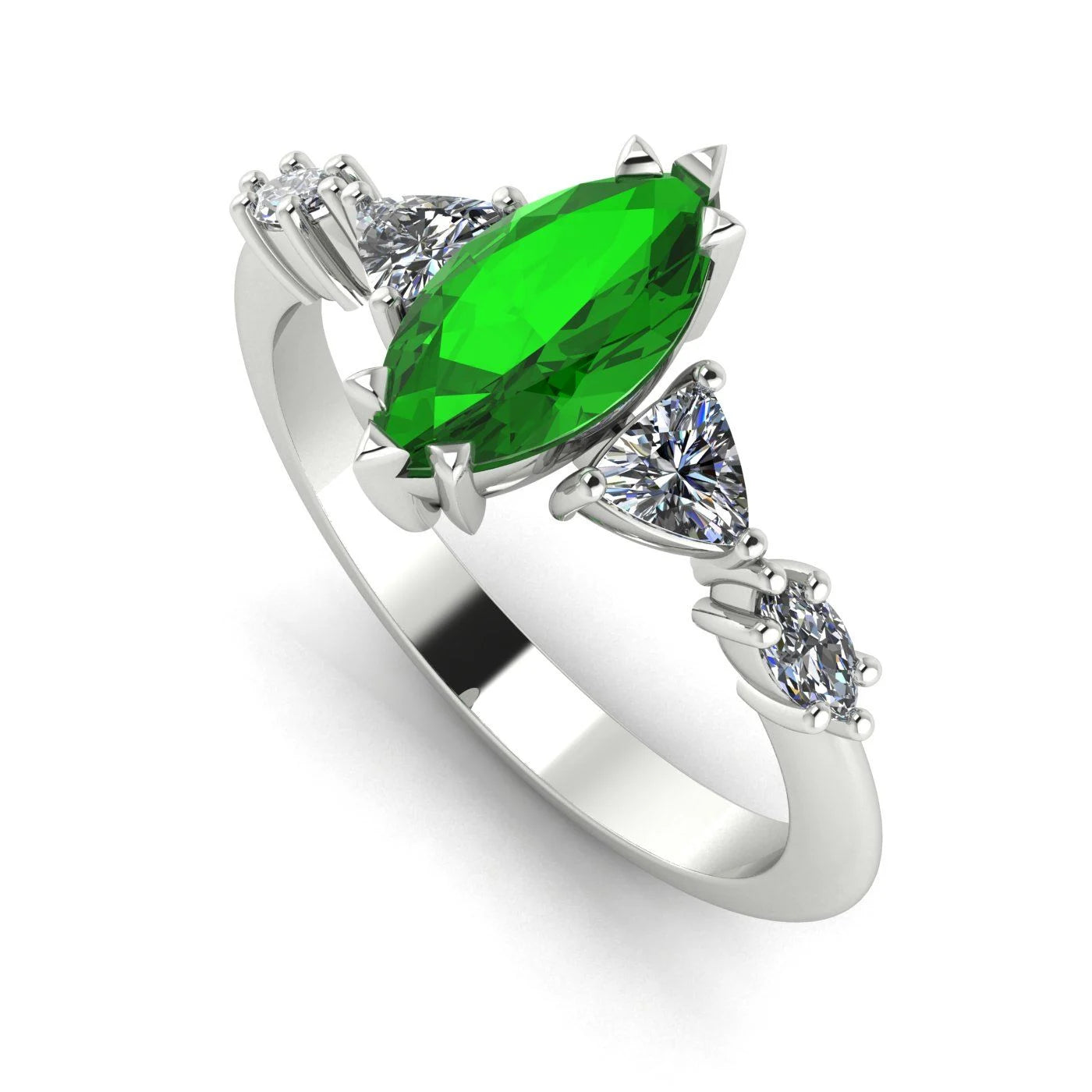Maisie Marquise Tsavorite & Diamond Ring in White Gold or Platinum