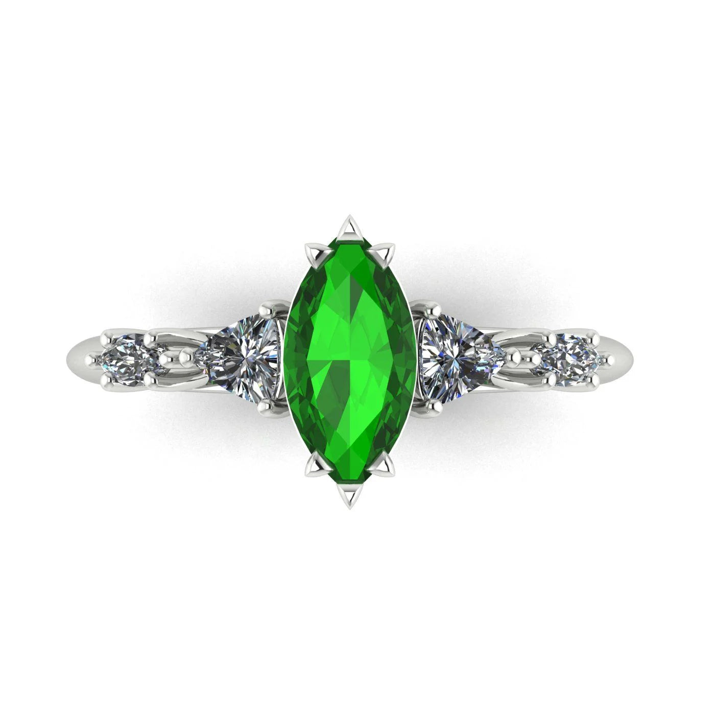 Maisie Marquise Tsavorite & Diamond Ring in White Gold or Platinum