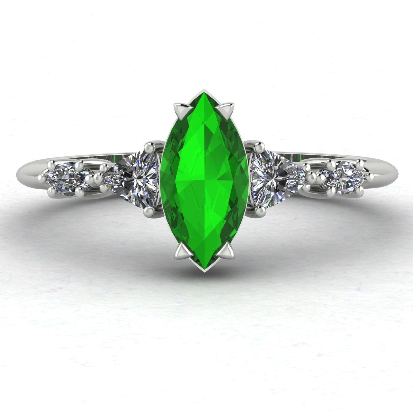 Maisie Marquise Tsavorite & Diamond Ring in White Gold or Platinum
