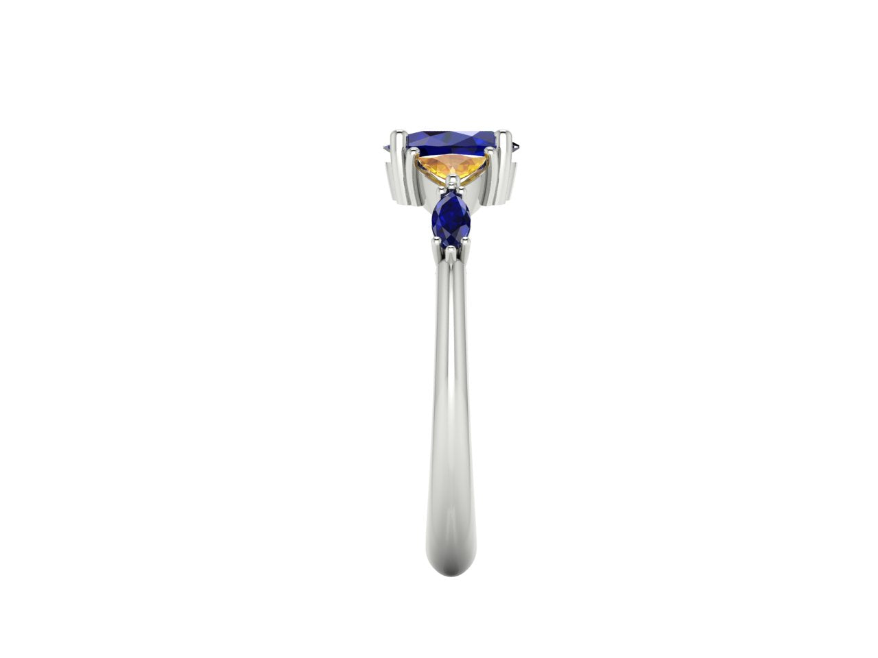 Maisie Oval Blue & Yellow Sapphire Ring in White Gold or Platinum