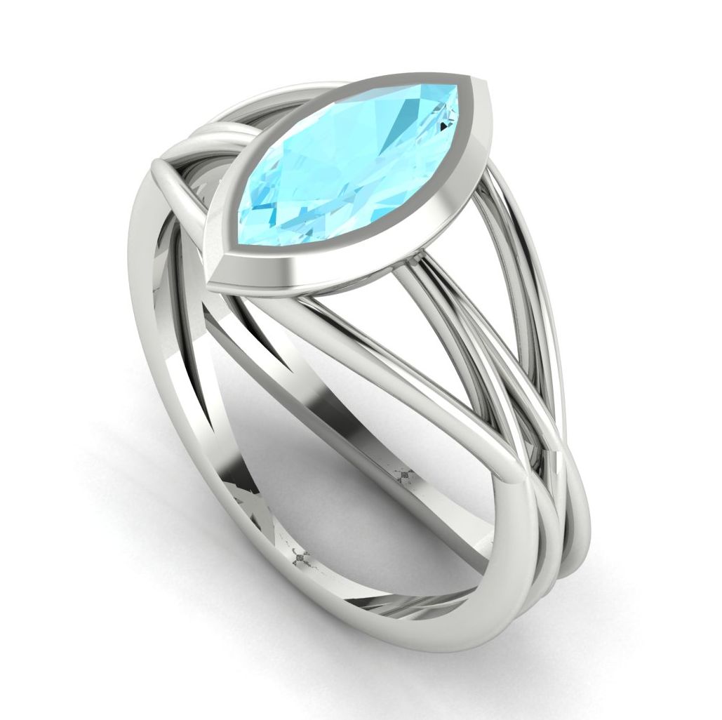 Infinity Marquise Aquamarine Ring in White Gold or Platinum