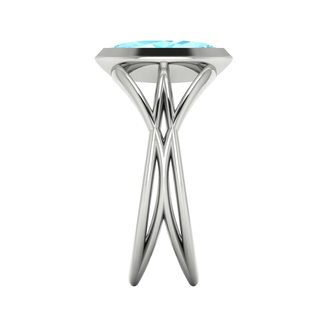 Infinity Marquise Aquamarine Ring in White Gold or Platinum