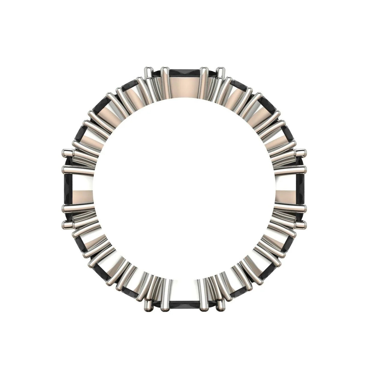 Through finger view of the Black Diamond Allsorts ring showing the craftsmanship of the mixed-cut setting.