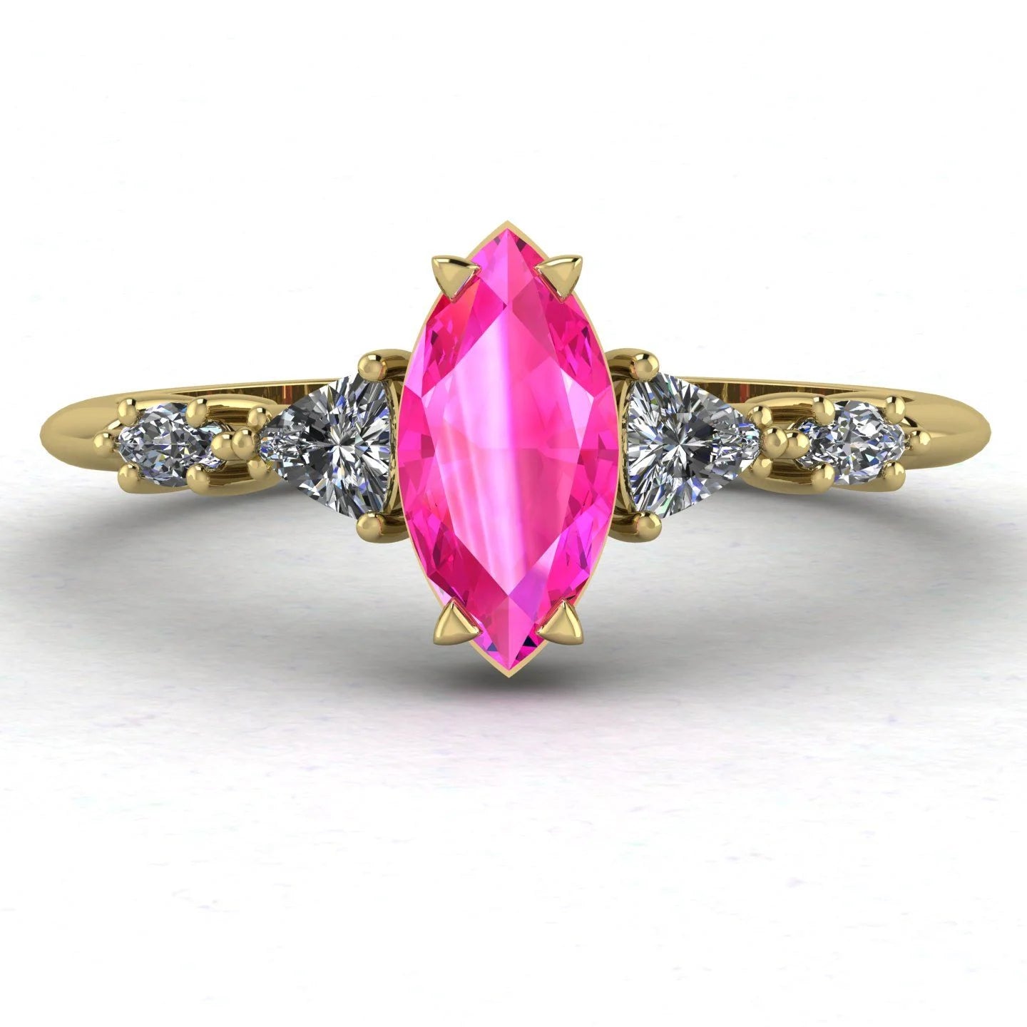 Maisie Marquise Pink Sapphire & Diamond Ring in 18ct Yellow Gold