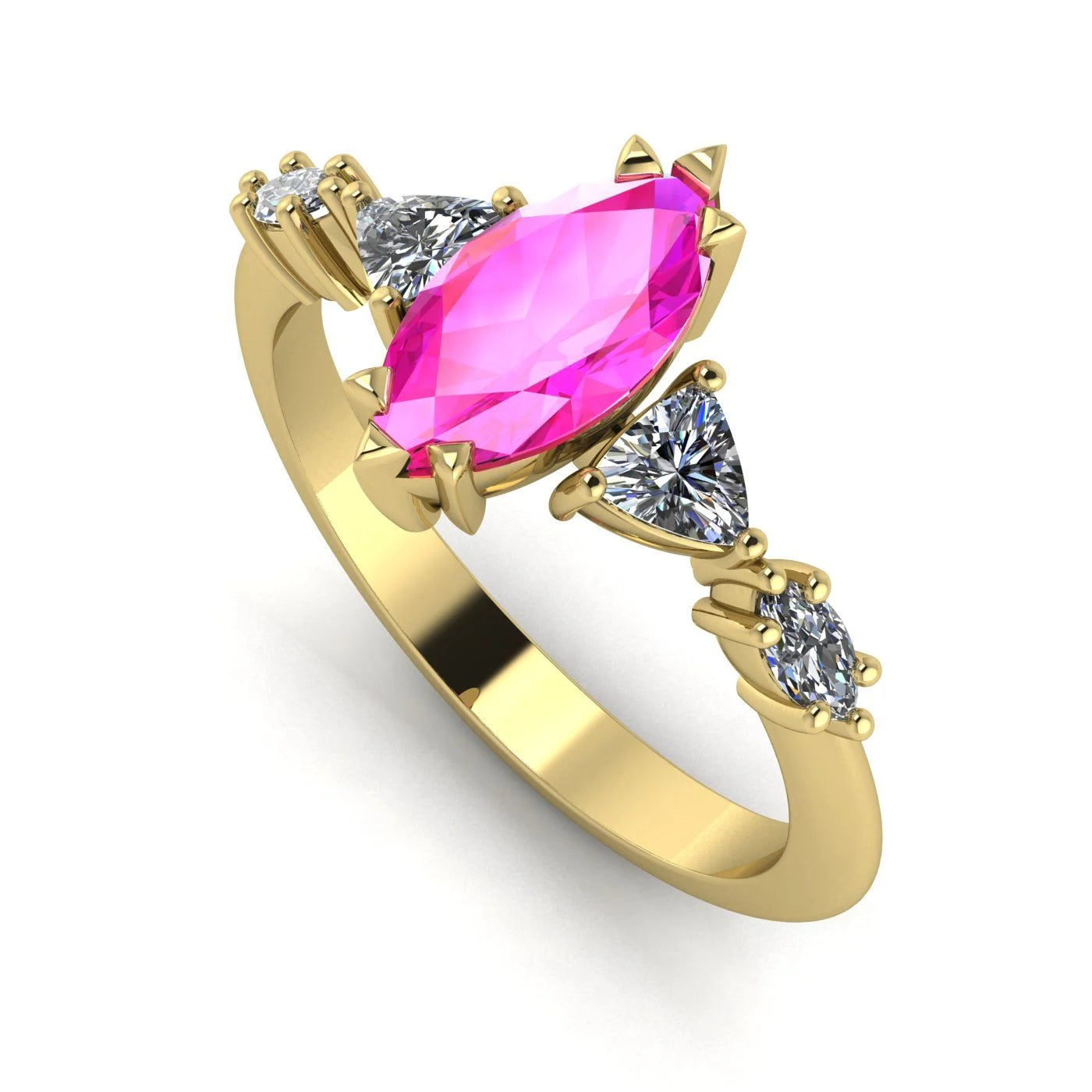 Maisie Marquise Pink Sapphire & Diamond Ring in 18ct Yellow Gold
