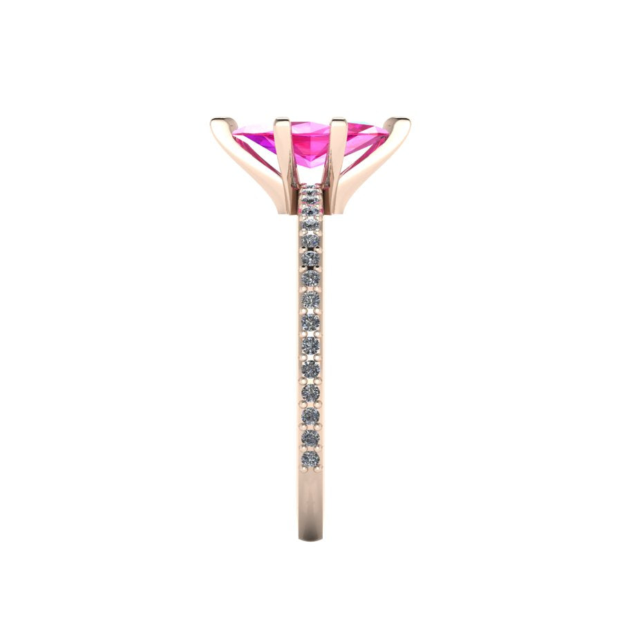 Amoret: Marquise Pink Sapphire & Diamonds Rose Gold Ring