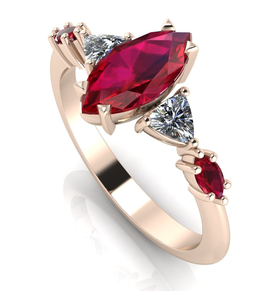 Maisie Marquise Ruby & Diamond Ring in 18ct Rose Gold