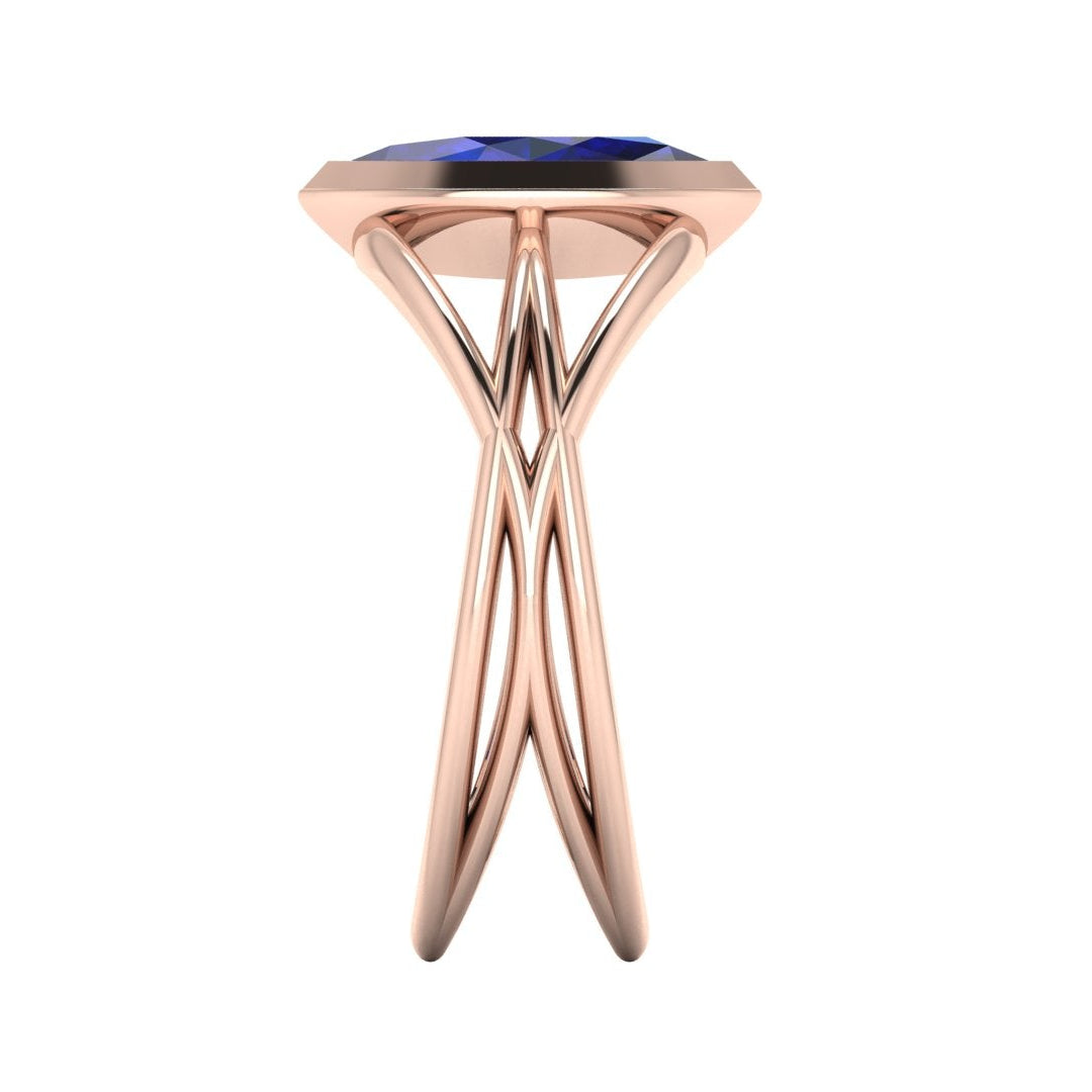 Infinity Marquise Blue Sapphire Ring in 18ct Rose Gold