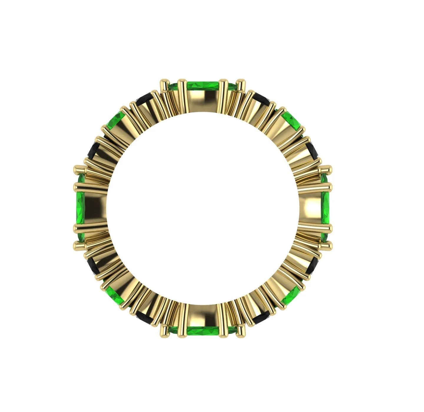 Green Tsavorite & Black Diamonds Allsorts Yellow Gold Eternity Ring