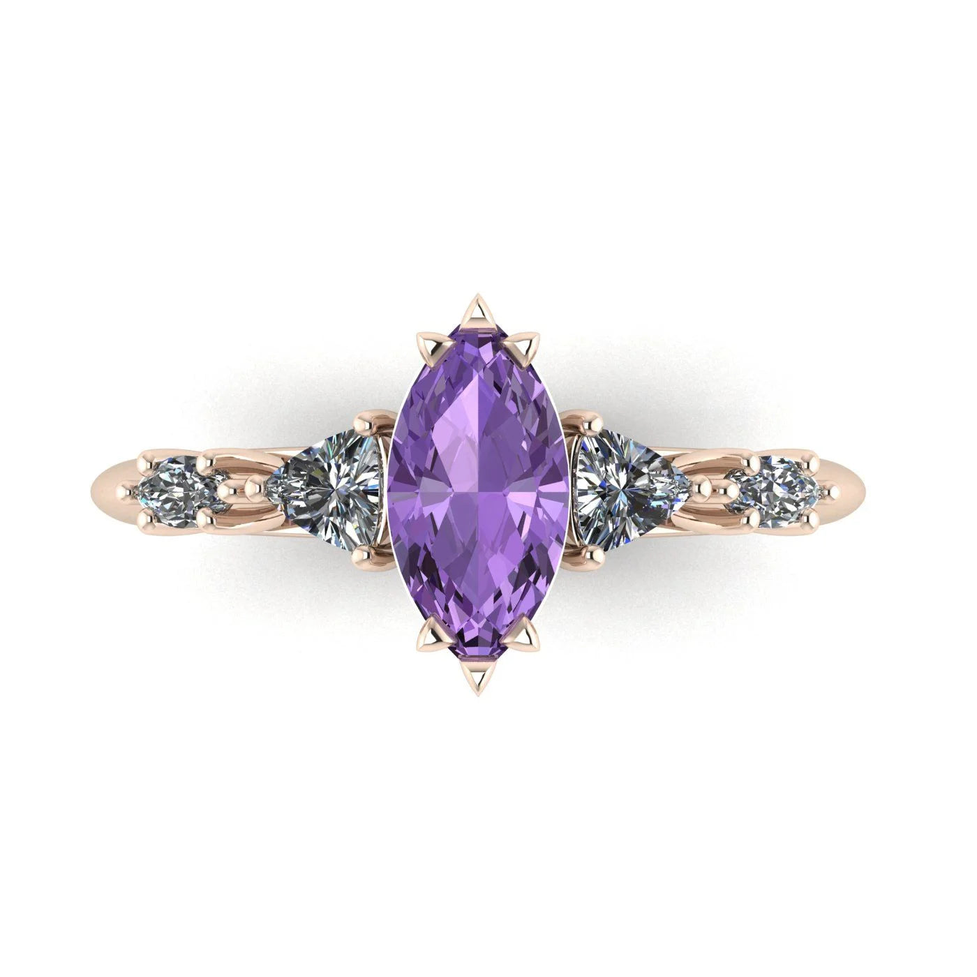Maisie Marquise Violet Sapphire & Diamond Ring in 18ct Rose Gold