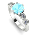 milena round aquamarine and diamond 6 claw engagement ring