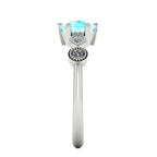 milena round aquamarine and diamond 5 gemstone engagement ring side view