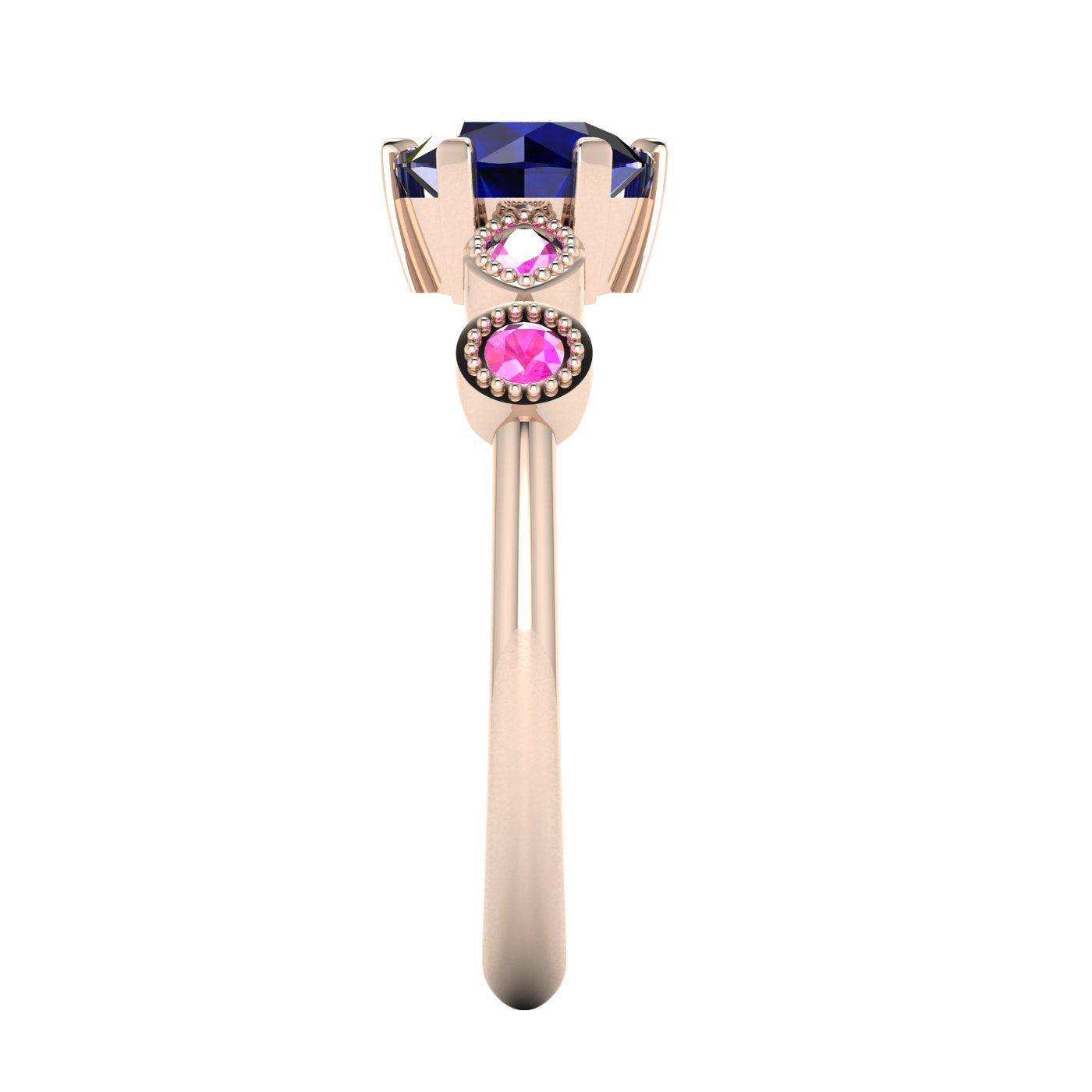 Milena Rose: Blue & Pink Sapphire Ring | 18ct Rose Gold