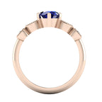 milena round sapphire and diamond 5 gemstone rose gold engagement ring through finger
