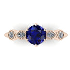 milena round sapphire and diamond 5 gemstone rose gold engagement ring top view