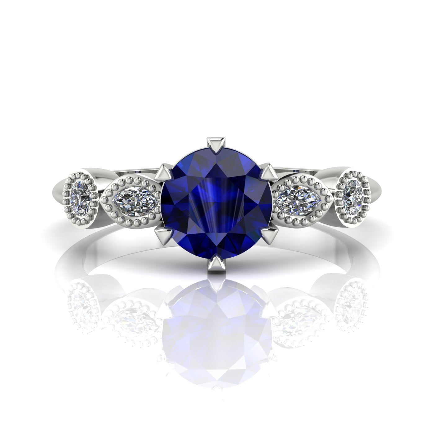 milena sapphire and diamond white gold or platinum engagement ring