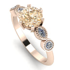 Milena champagne diamond and white diamonds rose gold engagement ring profile angle