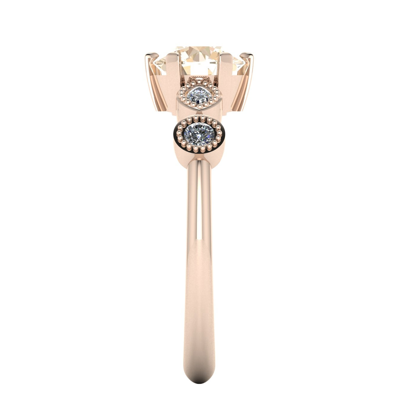 Milena champagne diamond and white diamonds rose gold engagement ring side
