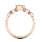 Milena champagne diamond and white diamonds rose gold engagement ring through finger