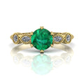 milena emerald and diamond five gemstone yellow gold engagement ring
