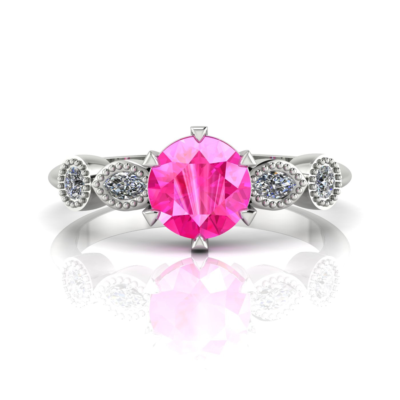 milena pink sapphire and diamonds five gemstone engagement rings