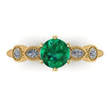 round emerald and diamond 5 gemstone enggaement ring