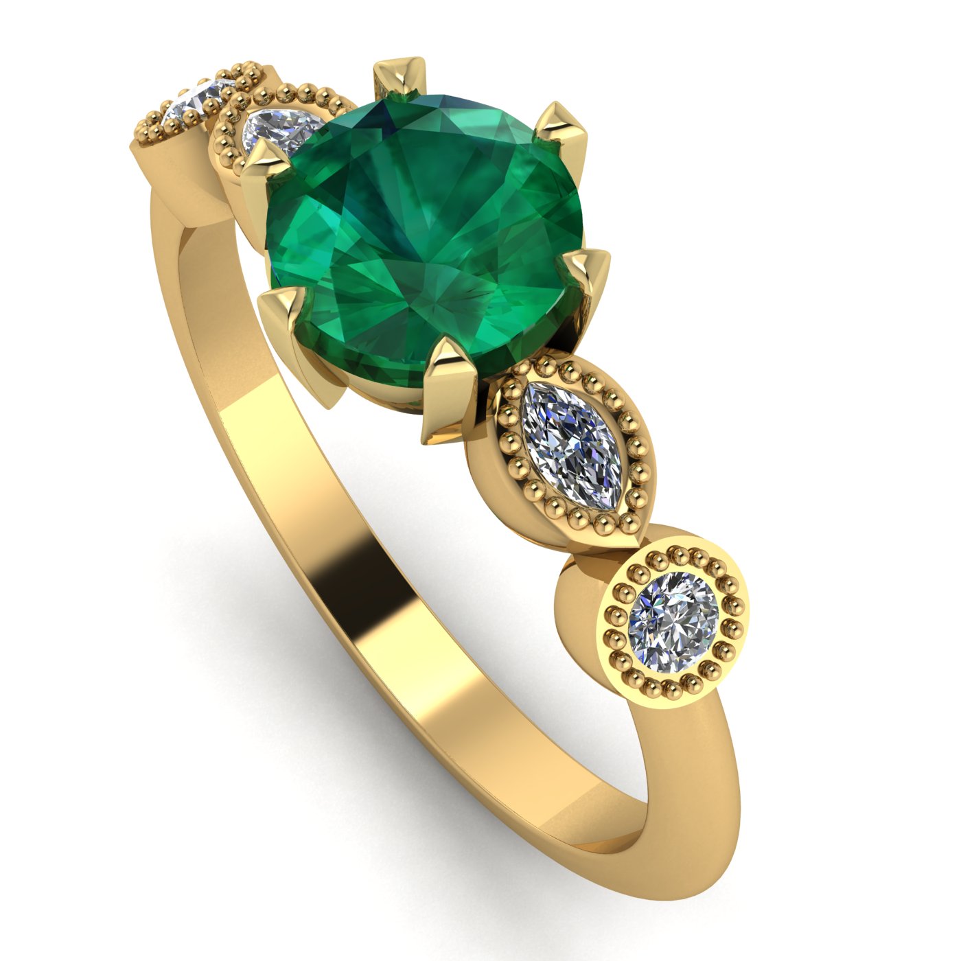 milena emerald and diamond five gemstone ring
