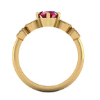 Through-the-band view of the Milena ruby and diamond ring, handmade in London by Nude Jewellery