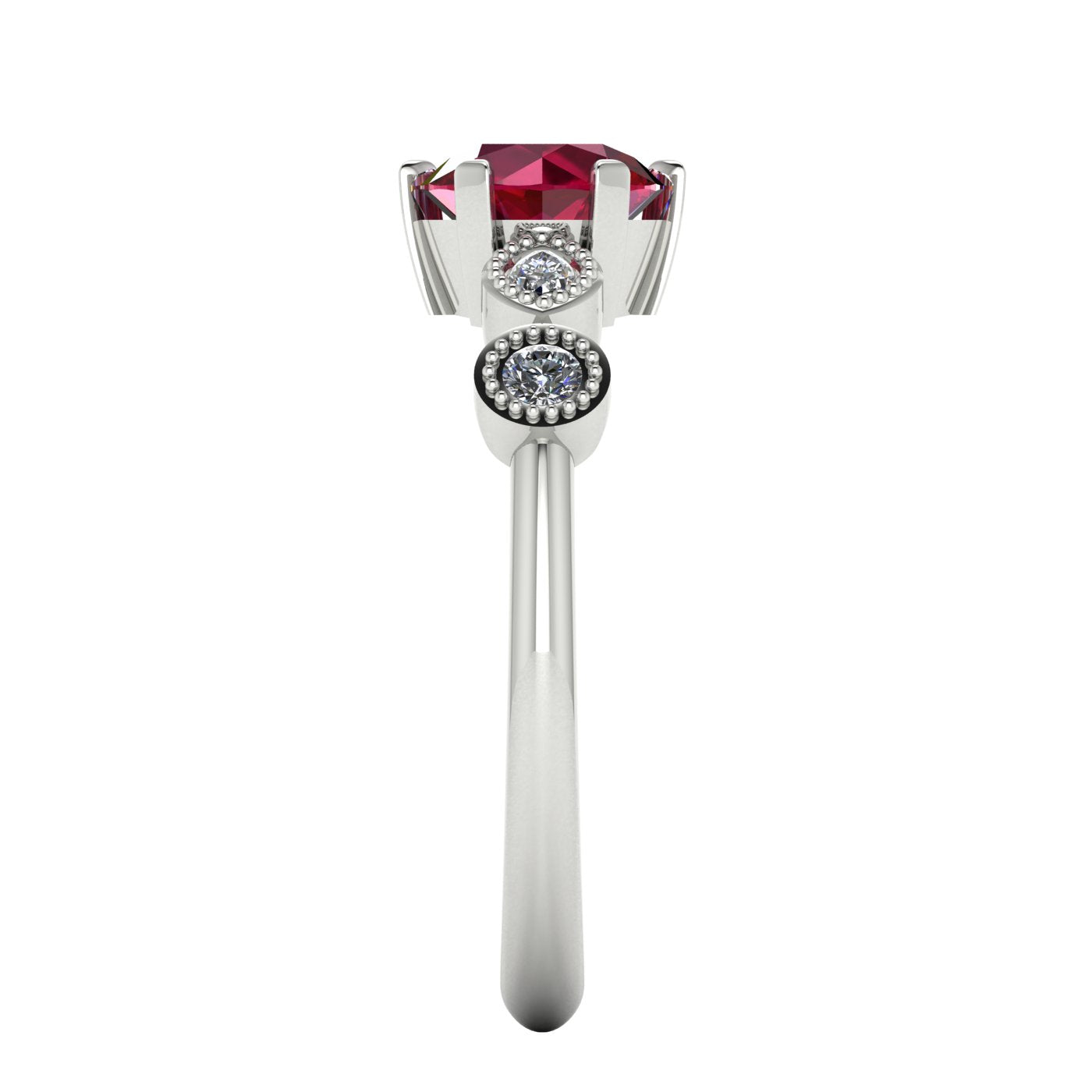 milena ruby and diamond side view engagement ring