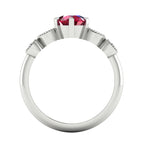 milena ruby and diamond white gold engagement ring through finger