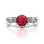 milena ruby and diamond five gemstone white gold or platinum engagement ring
