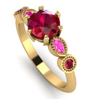 milena round ruby and pink sapphire yellow gold engagement ring profile