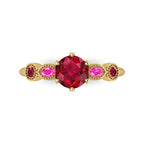 milena round ruby and pink sapphire yellow gold engagement ring top view