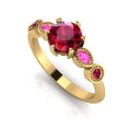 milena round ruby and pink sapphire yellow gold engagement ring
