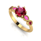 milena round ruby and pink sapphire yellow gold engagement ring