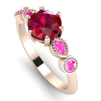 Milena Rose: Ruby & Pink Sapphire Ring | 18ct Rose Gold