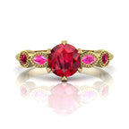 milena ruby and pink sapphire 5 gemstone engagement ring