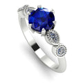 milena blue sapphire and diamond 5 gemstone engagement ring