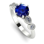 milena blue sapphire and diamond 5 gemstone engagement ring