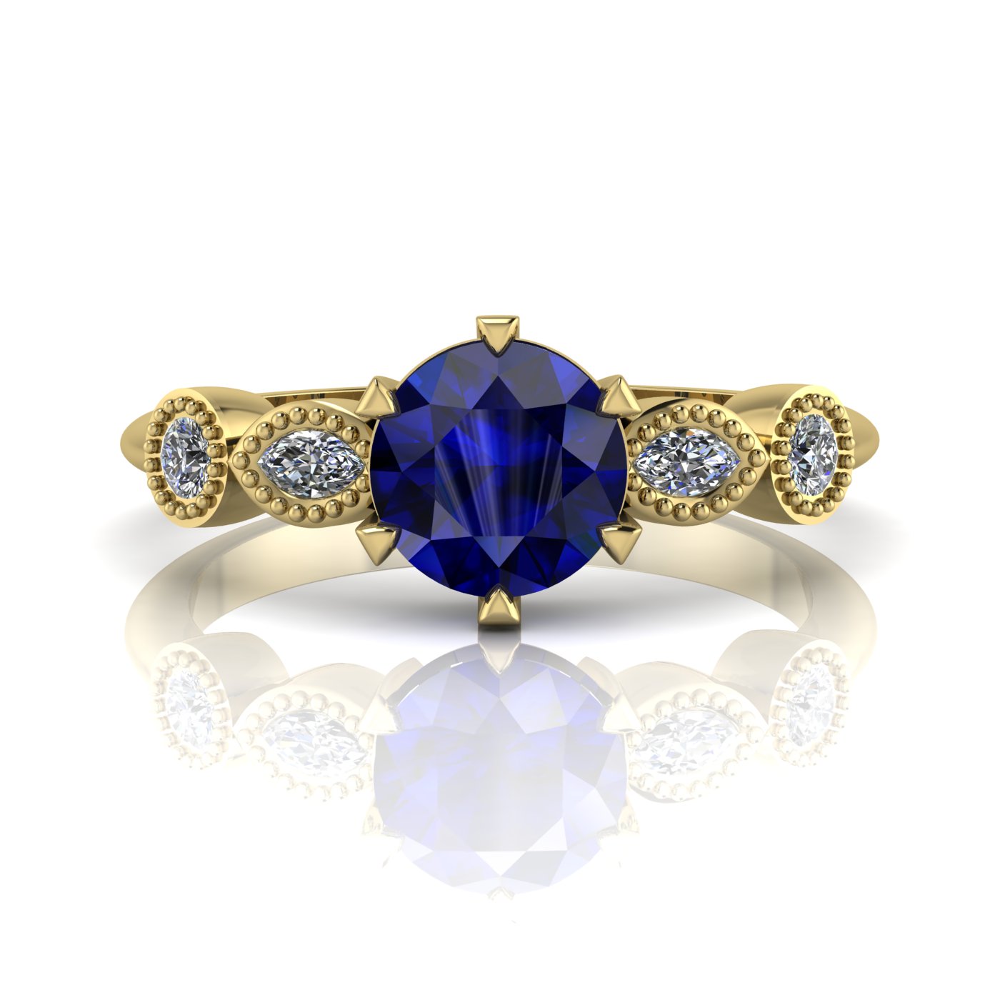 Milena: Blue Sapphire & Diamond Ring | 18ct Yellow Gold
