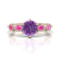 milena purple sapphire with pink rose gold engagement ring