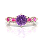 milena purple sapphire with pink rose gold engagement ring