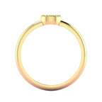 View through the band of the Mini Astraea ring showing the horizontal marquise diamond setting in 18ct yellow gold.