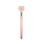 Side profile of the Mini Astraea pink sapphire ring showing the secure setting and slender 18ct rose gold band.