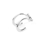 Mini Drop Hoop Earrings in sterling silver — pair on white background showing fluid tubular form and butterfly backs