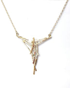 silver and gold abstract statement necklace