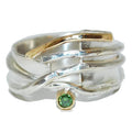 Green Sapphire Silver with Gold Detail Ring