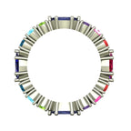 A through-finger view of the Allsorts ring showing the internal band finish and the symmetry of the gemstones.