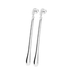 Long Drip Silver Stud Earrings — pair on white background showing polished elongated droplet drops with butterfly backs by Nude Jewellery